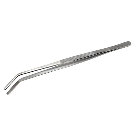 A2Z Scilab Utility Tweezers Angled Serrated Jaws 12 Inch L, Stainless Steel A2Z-ZR979